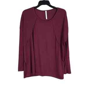 Forgotten Grace Women’s M Burgundy Exposed Seam Pullover Top Long Sleeve NWOT